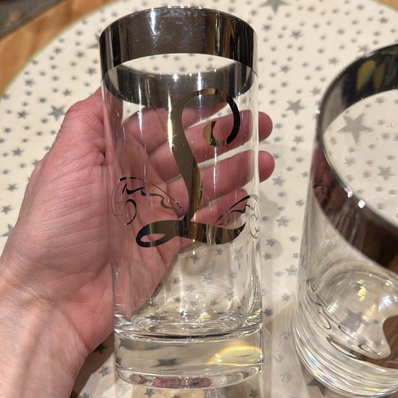 MCM Retro Dorothy Thorpe Silver Band Initial “L” Highball Glasses - Picture 2 of 6